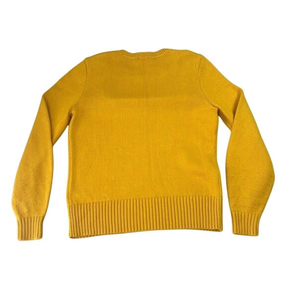 Talbots Ruffle Bib Front Pullover Sweater Small Petite Marigold Yellow Gold - Picture 2 of 6